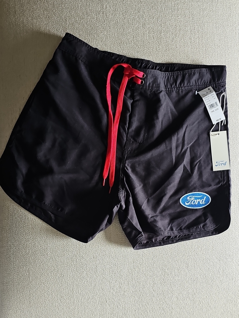 Ford Black Trunks with Red Drawcord